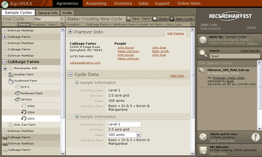 Sample Data for Agrimax