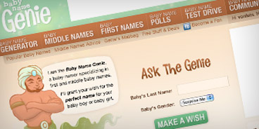 Screenshot of Baby Name Genie dot com