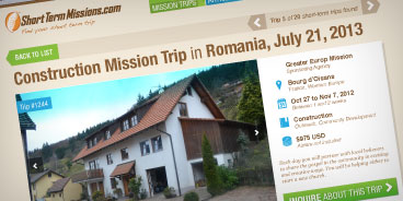 Screenshot of new ShortTermMissions.com design