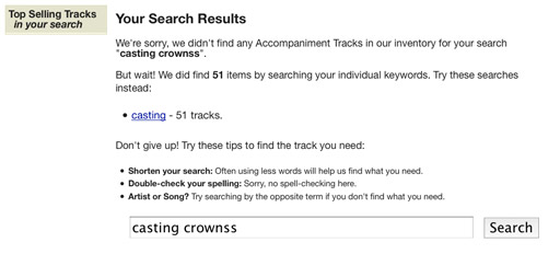 Bad search result screen